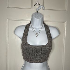 Grey Tye Back Crop Top
